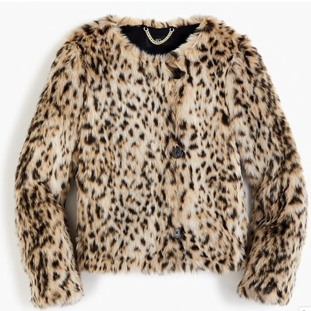 J Crew Point Sur Faux fur jacket XS